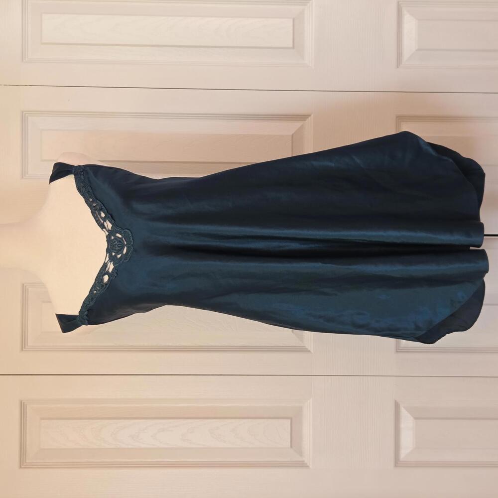 Vintage Y2K Classic Dark Teal Slip Dress Chemise Tank Dress; Intimate Affair, L